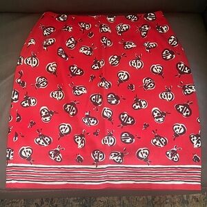 Talbots Red Ladybug Print Pencil Skirt size 6